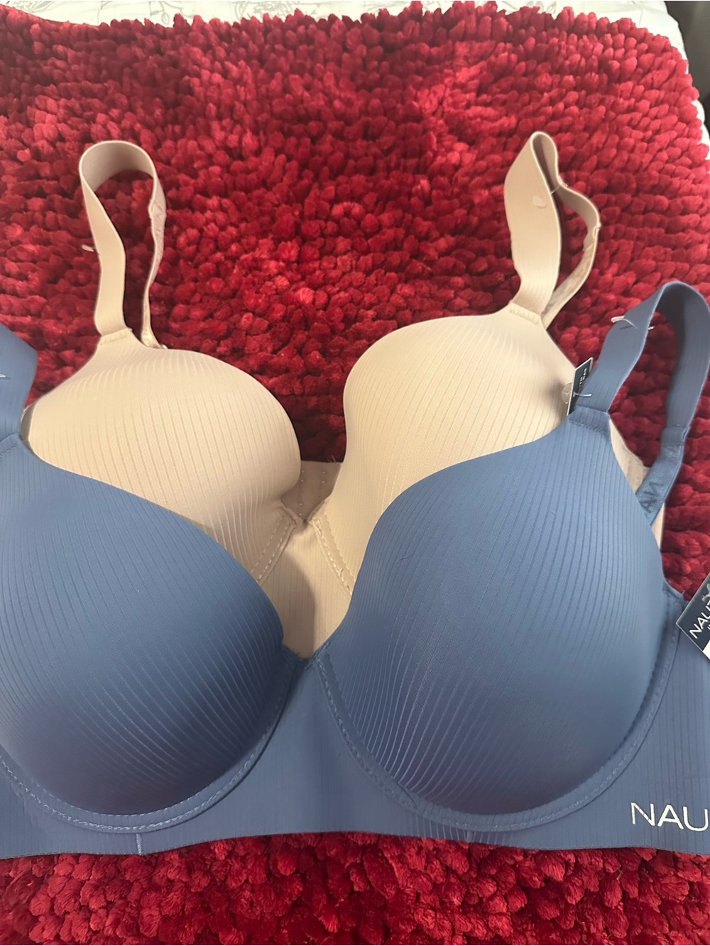 Nautica Blue and Nude Seamless T-Shirt Bra Duo
